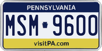 PA license plate MSM9600
