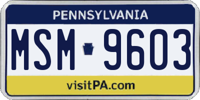 PA license plate MSM9603