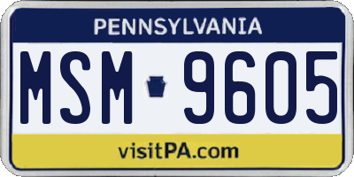 PA license plate MSM9605
