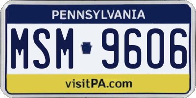 PA license plate MSM9606