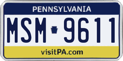 PA license plate MSM9611