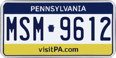 PA license plate MSM9612