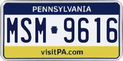 PA license plate MSM9616