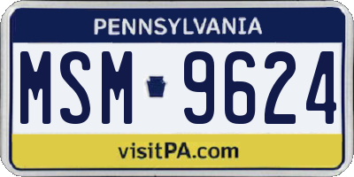 PA license plate MSM9624