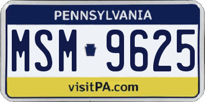 PA license plate MSM9625