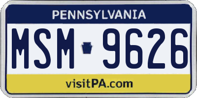 PA license plate MSM9626