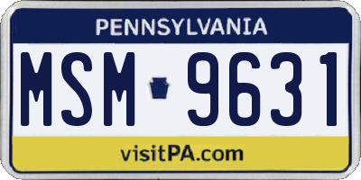 PA license plate MSM9631