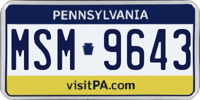 PA license plate MSM9643