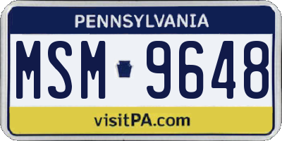 PA license plate MSM9648