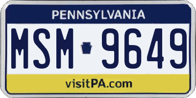 PA license plate MSM9649