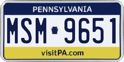 PA license plate MSM9651