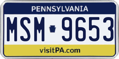 PA license plate MSM9653