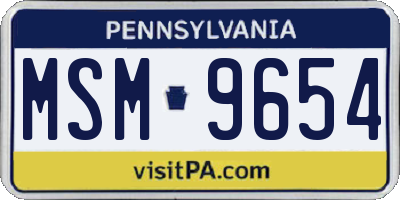 PA license plate MSM9654