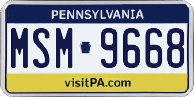 PA license plate MSM9668