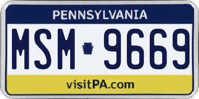 PA license plate MSM9669