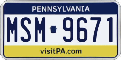 PA license plate MSM9671