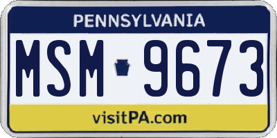 PA license plate MSM9673