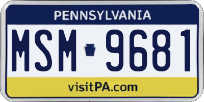 PA license plate MSM9681