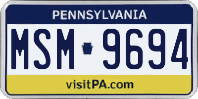 PA license plate MSM9694