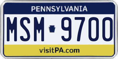 PA license plate MSM9700