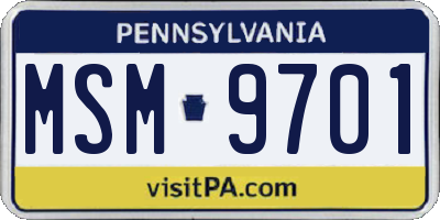 PA license plate MSM9701