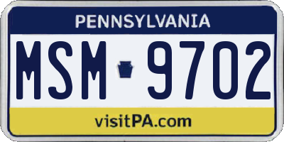 PA license plate MSM9702