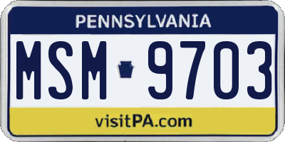 PA license plate MSM9703