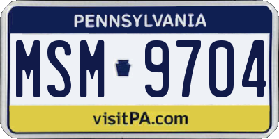 PA license plate MSM9704