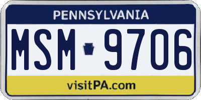 PA license plate MSM9706