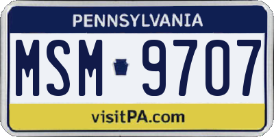 PA license plate MSM9707