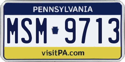 PA license plate MSM9713