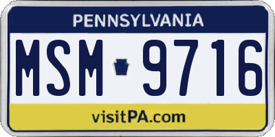 PA license plate MSM9716