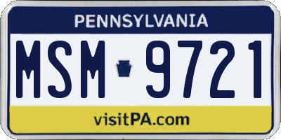 PA license plate MSM9721