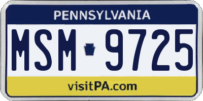 PA license plate MSM9725
