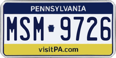 PA license plate MSM9726