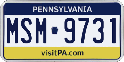PA license plate MSM9731