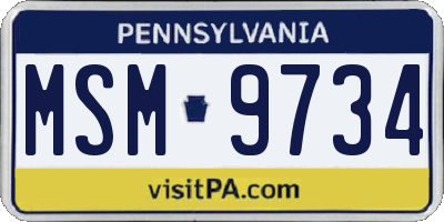 PA license plate MSM9734