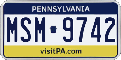 PA license plate MSM9742