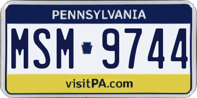 PA license plate MSM9744