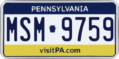 PA license plate MSM9759