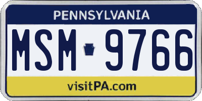 PA license plate MSM9766