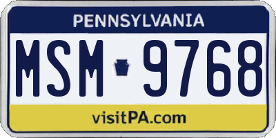 PA license plate MSM9768