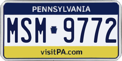 PA license plate MSM9772