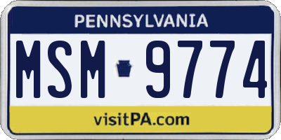 PA license plate MSM9774