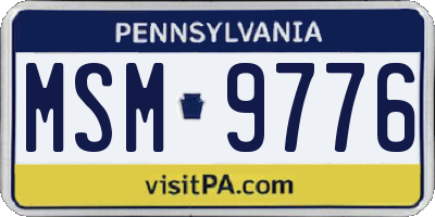 PA license plate MSM9776