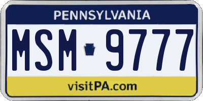 PA license plate MSM9777