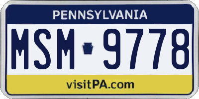 PA license plate MSM9778