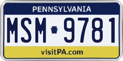 PA license plate MSM9781