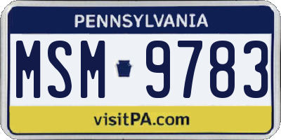 PA license plate MSM9783