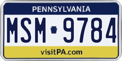 PA license plate MSM9784